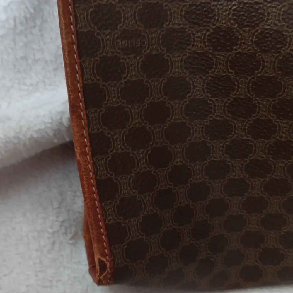 Celine Brown Toiletry Bag with Leather Trim - Picture 6 of 14